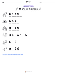 Podgląd drukowalnego arkusza ćwiczeń Hiena cętkowana