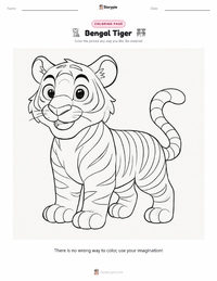 Bengal Tiger coloring page for kids