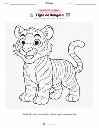 Página para colorear de Tigre de Bengala para niños