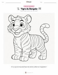Page de coloriage Tigre du Bengale pour les enfants