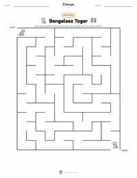 Bengaalse Tijger afdrukbare werkblad voorbeeld