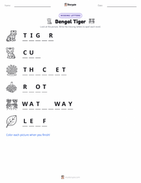 Bengal Tiger printable worksheet preview