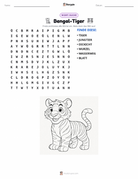 Bengalischer Tiger druckbare Arbeitsblatt Vorschau