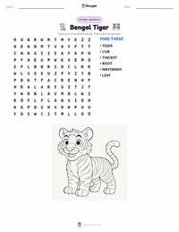 Bengal Tiger printable worksheet preview