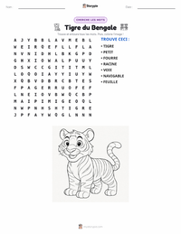 Aperçu de la feuille de travail imprimable Tigre du Bengale