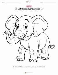 Afrikanischer Elefant Malvorlage für Kinder