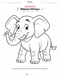 Page de coloriage Éléphant d'Afrique pour les enfants