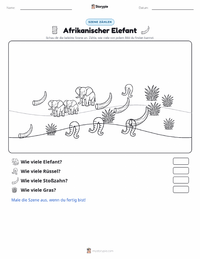 Afrikanischer Elefant druckbare Arbeitsblatt Vorschau