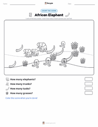 African Elephant printable worksheet preview