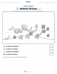 Vista previa de la hoja de trabajo imprimible de Elefante Africano