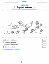 Aperçu de la feuille de travail imprimable Éléphant d'Afrique