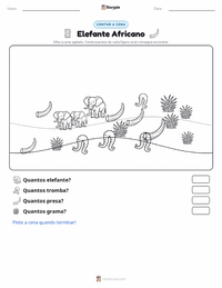 Prévia da folha de atividades imprimível Elefante Africano