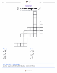 African Elephant printable worksheet preview