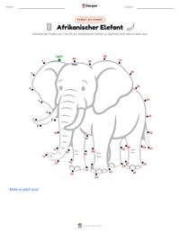 Afrikanischer Elefant druckbare Arbeitsblatt Vorschau