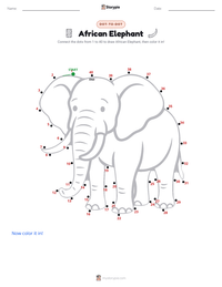 African Elephant printable worksheet preview