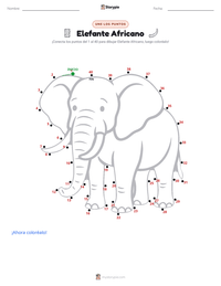 Vista previa de la hoja de trabajo imprimible de Elefante Africano