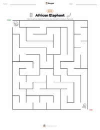African Elephant printable worksheet preview