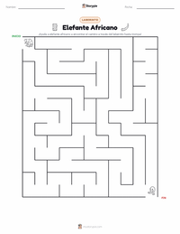 Vista previa de la hoja de trabajo imprimible de Elefante Africano