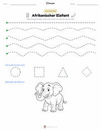 Afrikanischer Elefant druckbare Arbeitsblatt Vorschau