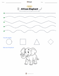 African Elephant printable worksheet preview