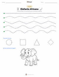 Vista previa de la hoja de trabajo imprimible de Elefante Africano