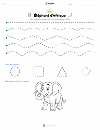 Aperçu de la feuille de travail imprimable Éléphant d'Afrique