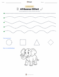 Afrikaanse olifant afdrukbare werkblad voorbeeld