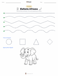 Prévia da folha de atividades imprimível Elefante Africano