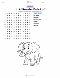 Afrikanischer Elefant druckbare Arbeitsblatt Vorschau
