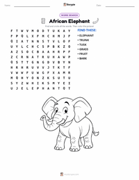 African Elephant printable worksheet preview