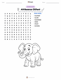 Afrikaanse olifant afdrukbare werkblad voorbeeld