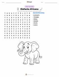 Prévia da folha de atividades imprimível Elefante Africano