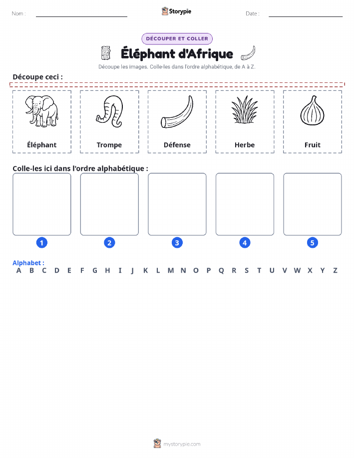 Découper & Coller l'Alphabet