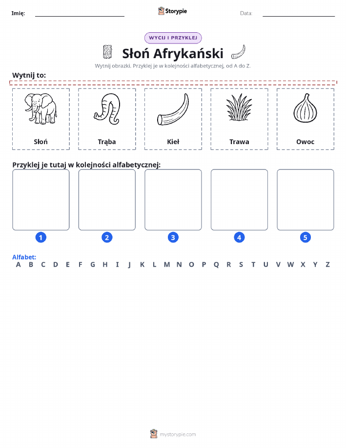 Wytnij i Wklej Alfabet
