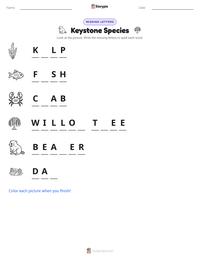 Keystone Species printable worksheet preview
