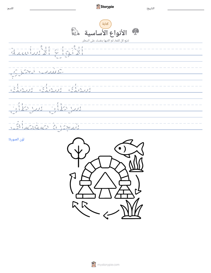 تمرين الكتابة