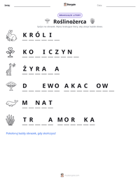 Podgląd drukowalnego arkusza ćwiczeń Roślinożerca