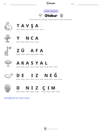 Otobur yazdırılabilir çalışma sayfası önizlemesi