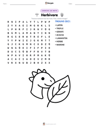 Aperçu de la feuille de travail imprimable Herbivore
