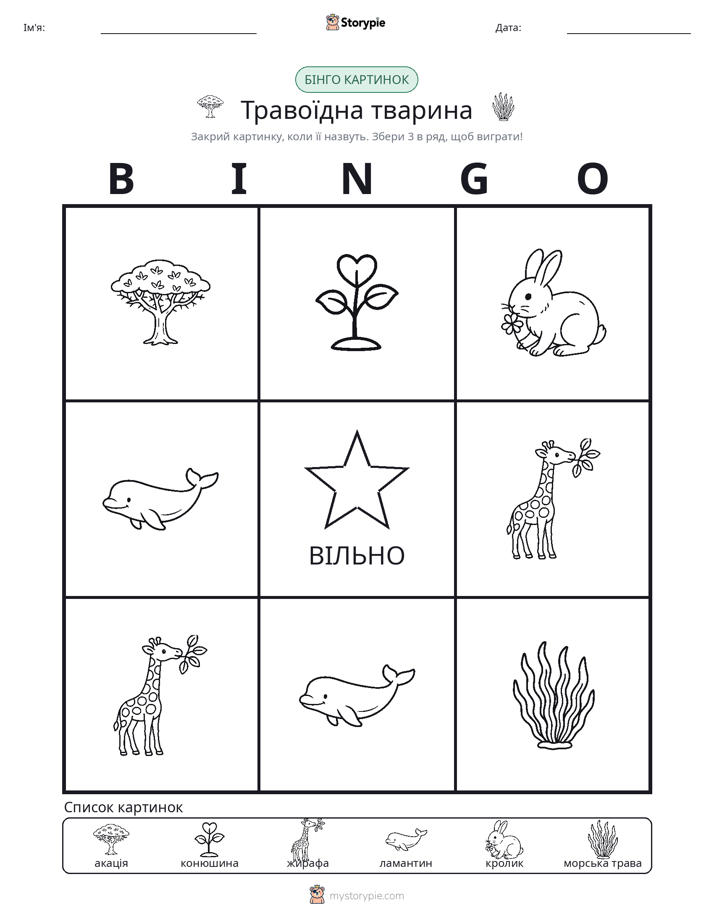 Бінго з Малюнками