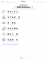 Podgląd drukowalnego arkusza ćwiczeń Delfin butlonosy