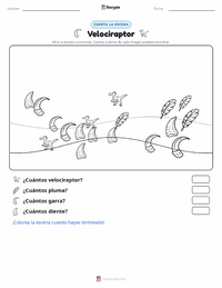 Vista previa de la hoja de trabajo imprimible de Velociraptor