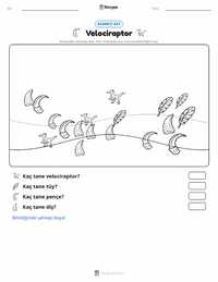 Velociraptor yazdırılabilir çalışma sayfası önizlemesi