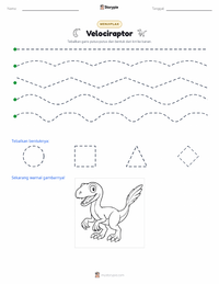 Prabaca lembar kerja cetak Velociraptor