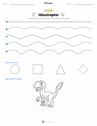 Prévia da folha de atividades imprimível Velociraptor