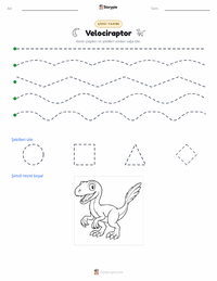 Velociraptor yazdırılabilir çalışma sayfası önizlemesi