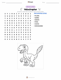 Vista previa de la hoja de trabajo imprimible de Velociraptor