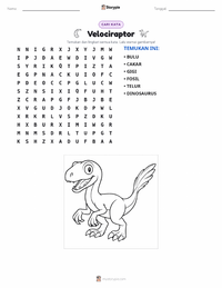 Prabaca lembar kerja cetak Velociraptor