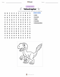 Velociraptor afdrukbare werkblad voorbeeld