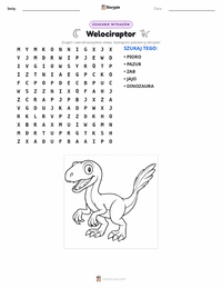 Podgląd drukowalnego arkusza ćwiczeń Velociraptor